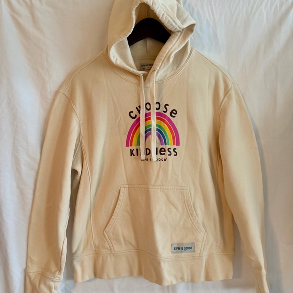 LIFE IS GOOD Small Choose Kindness Rainbow Spell Out Cotton Hoodie Athleisure - Picture 3 of 8